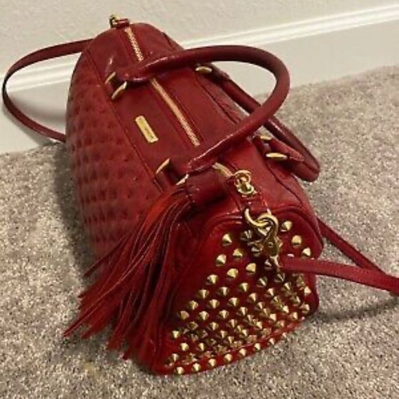 NWT Perfect Lush Rebecca Minkoff terracotta flame studded satchel. MINT - Picture 5 of 8